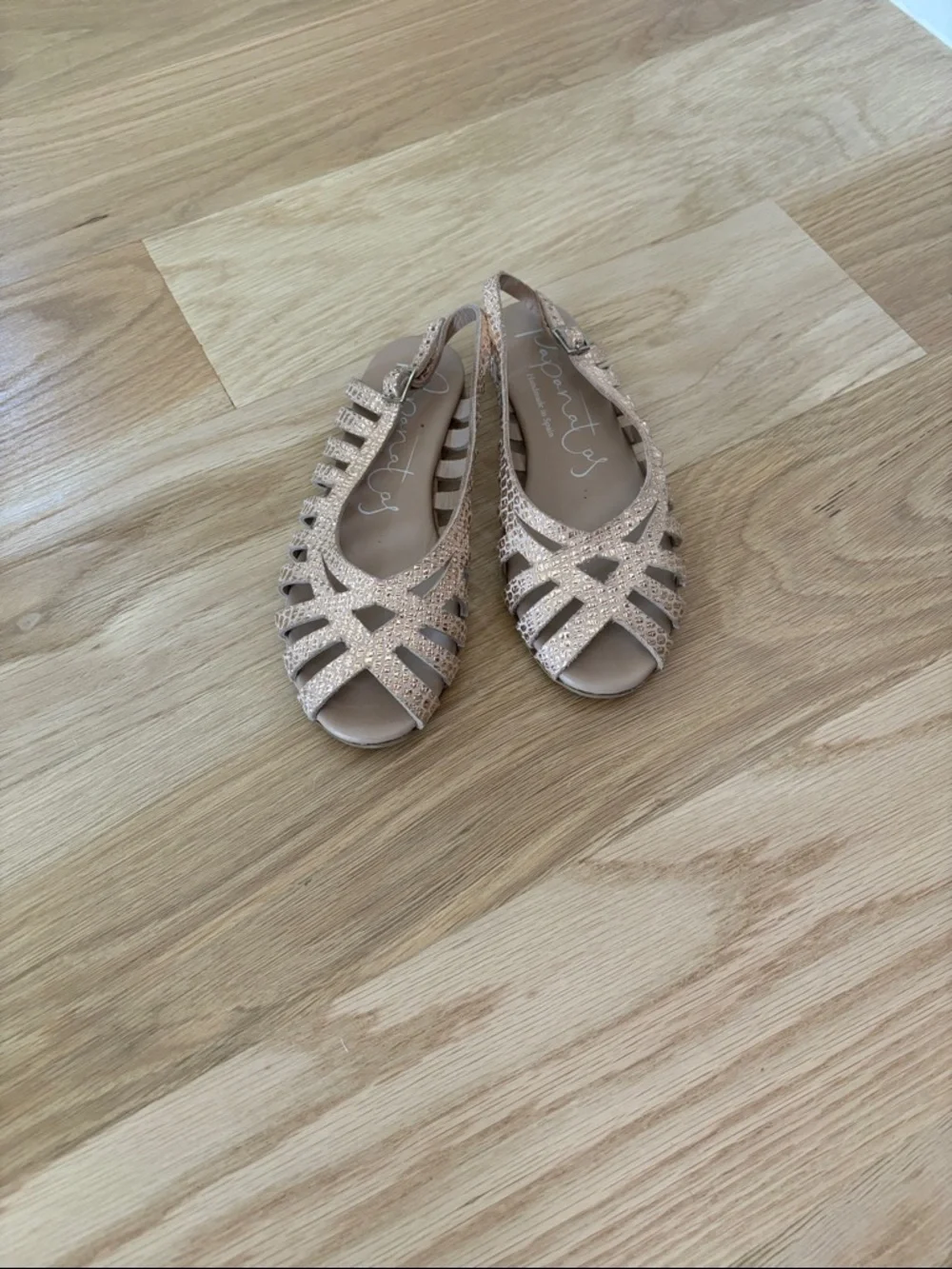 Eli1957 Girls Strappy Rose Gold Leather Slingback Sandals